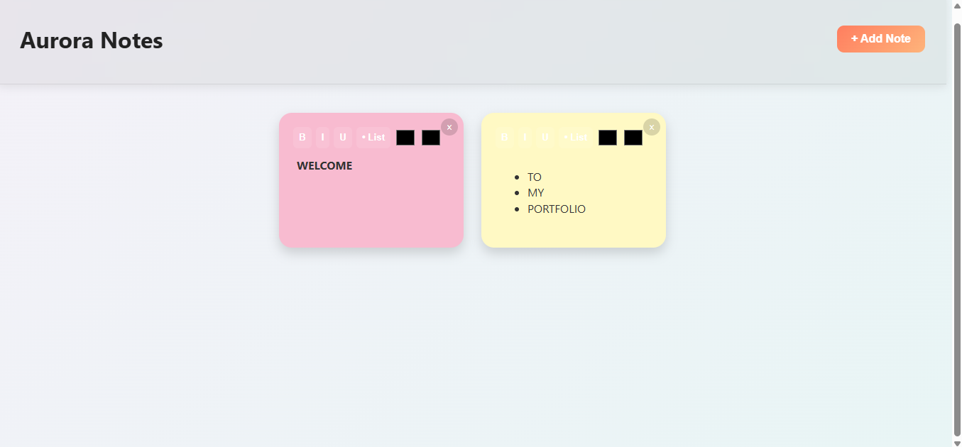 Screenshot of Notes App 2