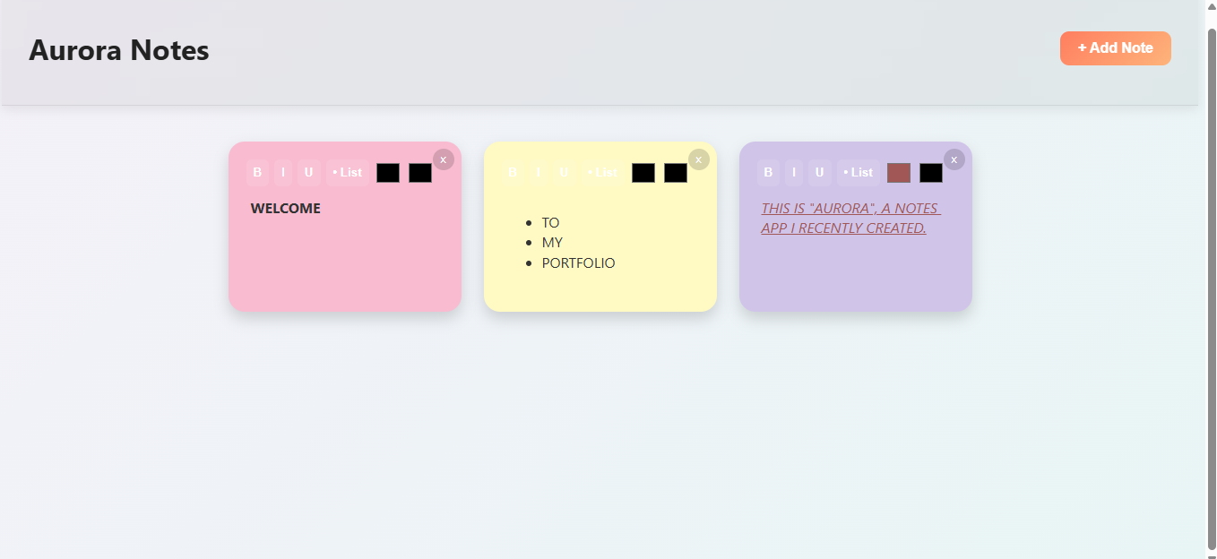 Screenshot of Notes App 3